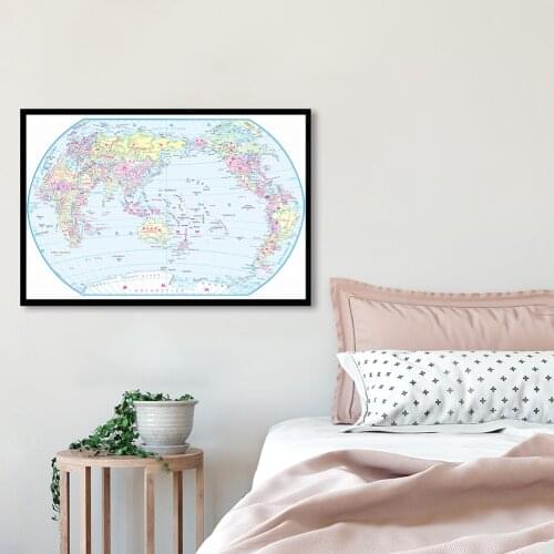 59*42cm The World Map In Chinese and English Retro Wall Art Poster Spray Canvas Painting School Supplies Living Room Home Decor