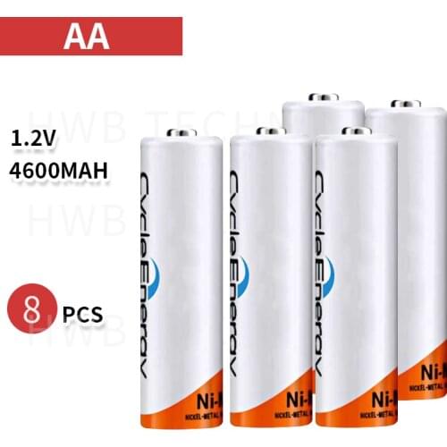 8PCS/lot Large capacity and durable Ni-MH batteries AA 1.2V 4600mAh Capacity Rechargeable battery Free Shipping