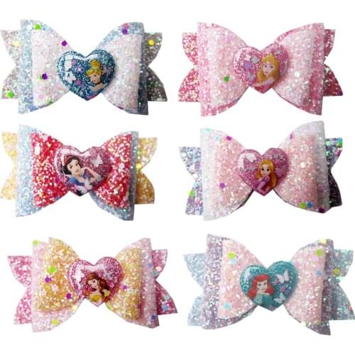 Disney Princess doll Accessory hair clip girl cartoon hair pin Frozen Elsa doll Bow hair clip