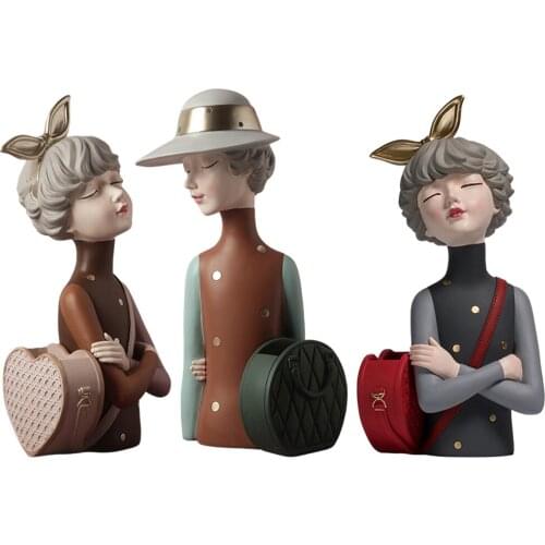 Resin Girls Figurines Sculpture Decorative Vase, Art Vases,Creative Floral