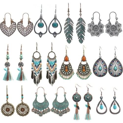 Exknl New Bohemian Ethnic retro exaggerate Tassel Drop Hanging Earrings Women Statement Gypsy Jewelry Earring Femmes Pendientes