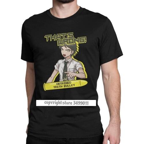 Leisure Hajime Hinata Thats Wrong Tee Shirts Men Round Collar Cotton Tshirt Danganronpa Tee Shirt Printed Top