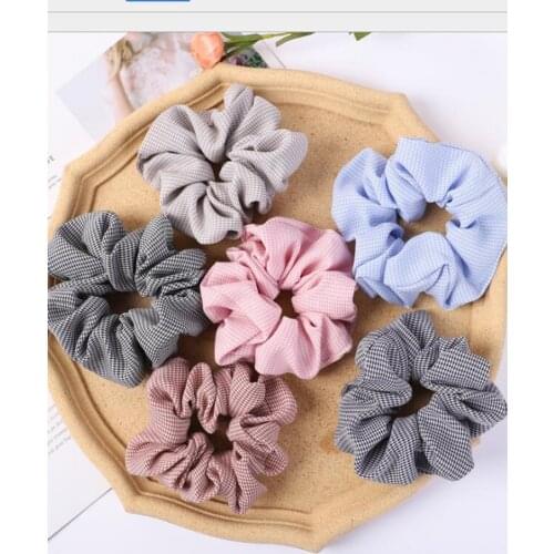 Fashion Women Girls Scrunchie Plaid Headwear Ponytail holder Polyester Elastic Hair Bands Casual ​Hair Accessories