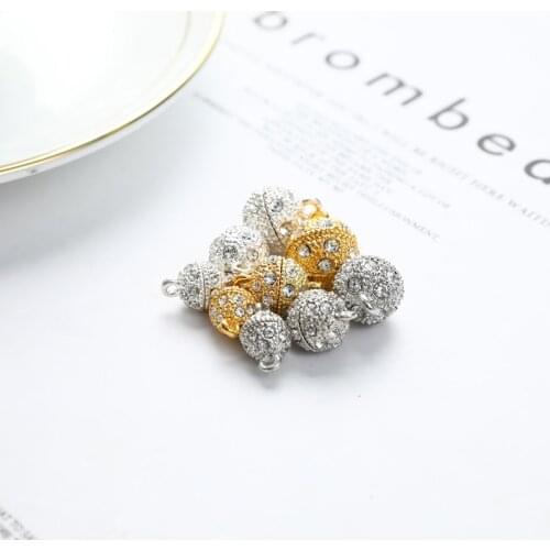 5pcs Rhinestone Paved Round Metal Magnet Clasps Hook Bracelet/Necklace Magnetic