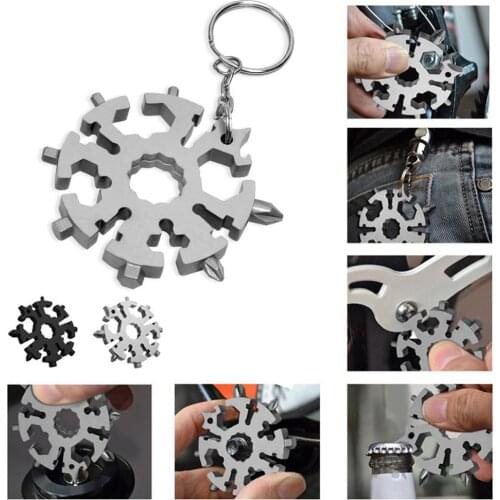 Snowflake Multitool 16-in-1 Snow Multi-Tool Screwdriver Bike Tools Keychain Bag Tag M4 M5 M6 Hex Wrench Key Bottle Opener