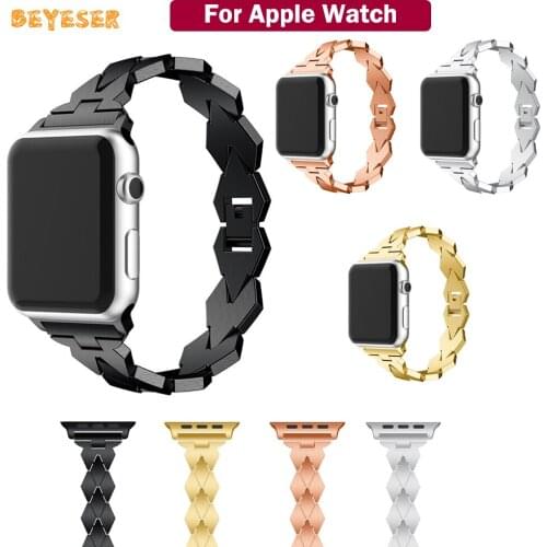 Fashion Alloy Steel Watchband For Apple Watch 42mm 38mm Replacement Wristband Adjustable Luxury Strap Smart Bracelet Accessories