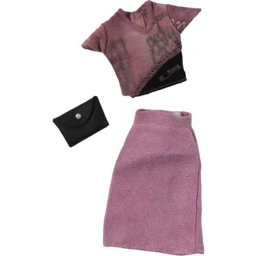 Fashion 1/6 BJD Doll Outfit Pink Shirt Crop Top Skirt For Barbie Clothes Princess Dress Bag 11.5" Dolls Accessories Kids DIY Toy