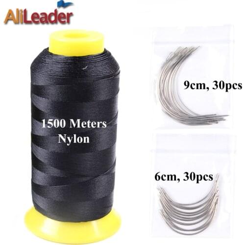 1500 Metres Weave Thread 60 PCS Needle Set Wig Making Tools For Making Wigs Sewing Needles With 1 Roll Threads For Weaving