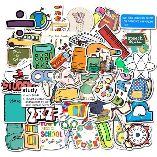 50PCS School Stationery Stickers Desk Stationery Laptop Cartoon For Snowboard Laptop Luggage Fridge Graffiti Decal Stickers