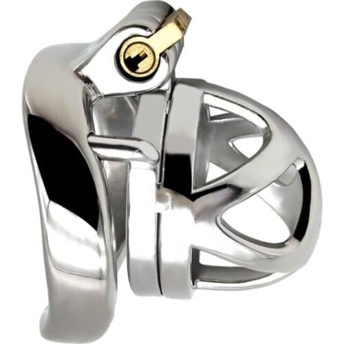 Stainless steel short male Chastity cage metal penis lock ring ball stretcher BDSM bondage sadism restraint sex toy for man