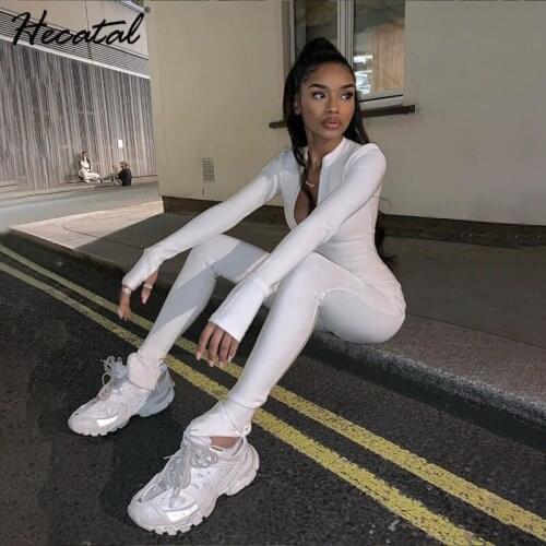 Heeatal New 2021 Jumpsuit Womens High Waist Zipper Slim Fit Sports Woman Sexy Bodycon Jumpsuit Women Overalls Skinny Rompers