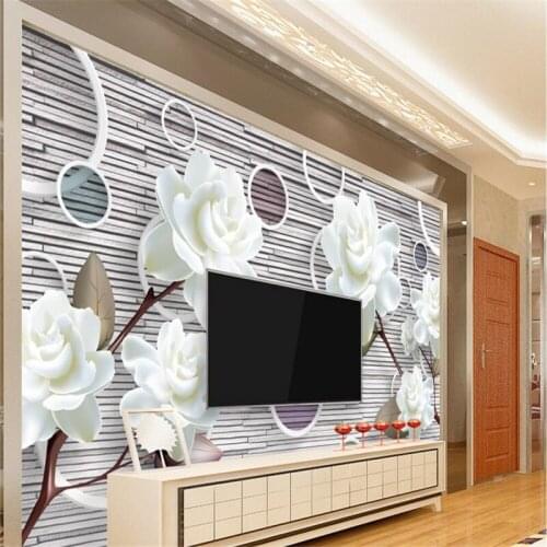 Beibehang Custom Wallpaper Modern Simple 3D Painting European Style White Flower Art Living Room Sofa Background photo wallpaper