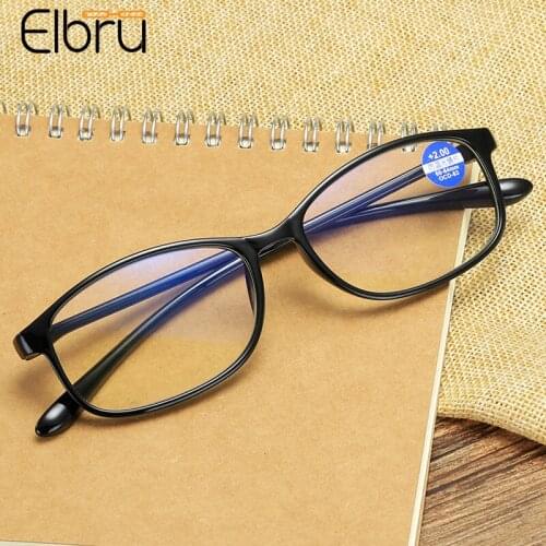 Elbru Anti Blue Light Reading Glasses TR90 Hyperopia Spectacles High Definition Resin Lens Presbyopic Glasses Diopters +1.0 +3.5