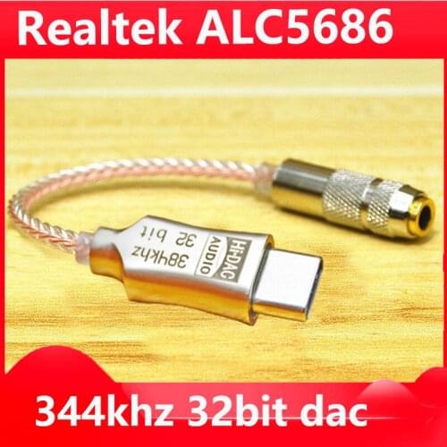 Type C To 3.5mm Jack Decoding DAC Adapter HiFi Audio Converter Phone Headphone Amplifier Realtek ALC5686 32bit 384kHz