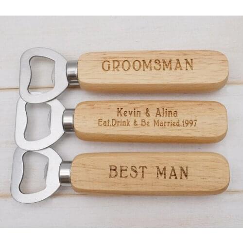 Personalised Bottle Opener Gift Engraved Wooden Beer Bottle Opener Gift for Groomsman Best Man Wedding Favors Fathers Day Gift