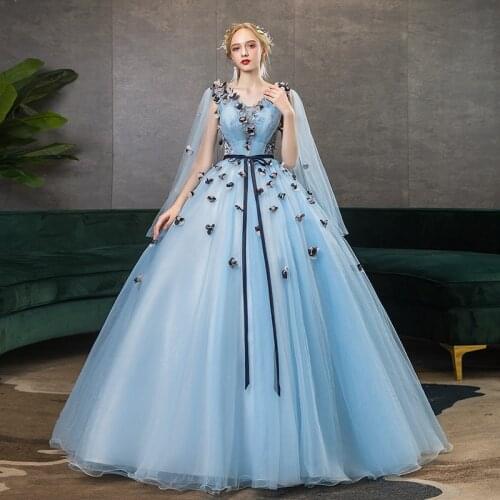 Mrs Win Quinceanera Dresses 2021 V-neck Party Ball Gown Vintage With Cape Prom Formal Dresses Plus Size Quinceanera Dress