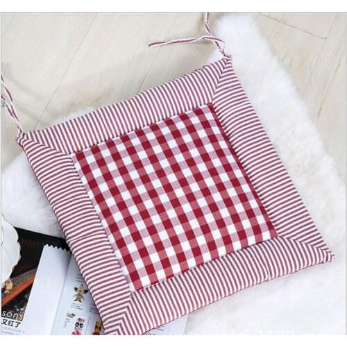 Cotton Linen Chair Cushion Fashion Plaid Print Thick Square Shape Seat Padding for Lounge Backyard Outdoor New Style 2021