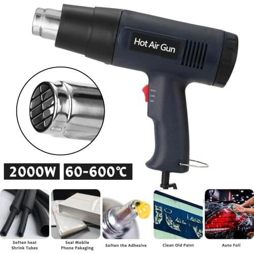2000W Portable Digital Display Electric Hot Air Machine Handheld Dual Wind Speed Film Heating Hot Air Power Tool