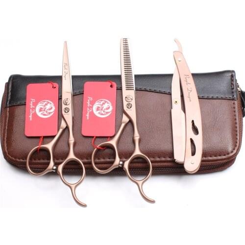 3Pcs/Set Z9030 6.0'' Japan Steel 440C Professional Hairdressing Human Hair Scissors Razor + Cutting Shears + Thinning Scissors
