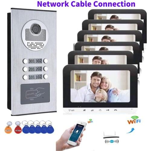 Wired Network Cable RFID Access Unlock Video Intercom 7 inch Monitor WIFI Video Door Phone Doorbell Intercom IR Camera System