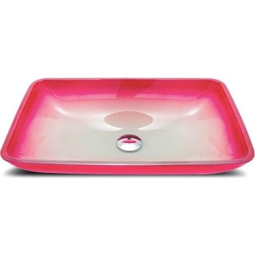 Tempered Glass Wash Basin Art Counter Sink Pink Above Washing Basin L570*W370*H110