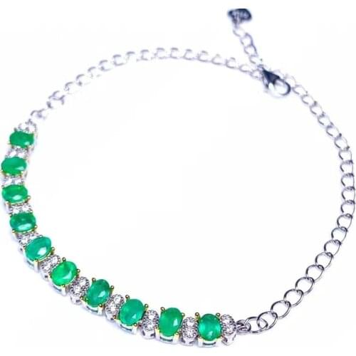 Sale Gorgeous Charming Green Emerald Gemstone Bracelet Men Women Fine Jewelry 925 Silver Exquisite Natural Gem Modern Shiny Gift