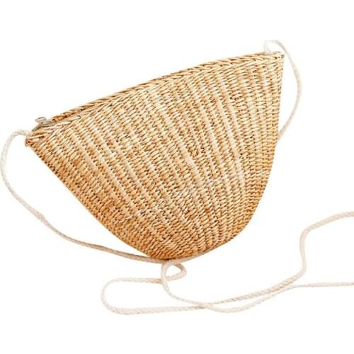 Summer Fashion Wild Casual Messenger Bags Retro Handmade Straw Bag Creative Woven Rattan Straw Portable Crossbody Bag For Travel