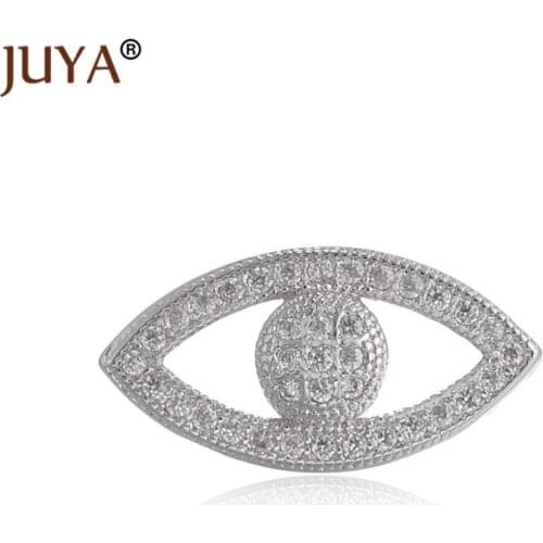 Luck Evil Eye Beads Spacer Charms For Jewelry Making Accessories High Quality Copper with Black/Clear Cubic Zirconia Rhinestone