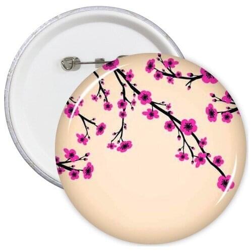 Japan Culture Japanese Style Red Black National Emblem Chrysanthemum Map Art Round Pins Badge Button Clothing Decoration 5pcs