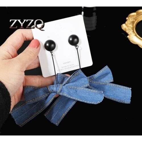 ZYZQ Korean Popular Black Bow Earrings For Women Simple Statement Long Tassel Butterfly Earrings Fashion Jewelry Wholesale