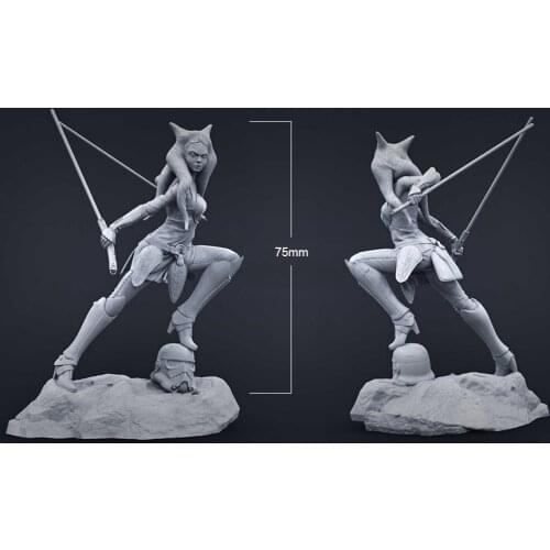 1/18 10mm 1/24 75mm Resin Model Mandalorian Ahsoka Warrior Figure Unpainted Unassembled