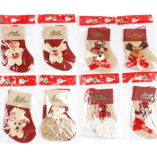 1PC Tableware Bag Christmas Santa Socks 2022 Christmas Decorations Accessories Home Kitchen Tableware Pocket Fork Knife Holder