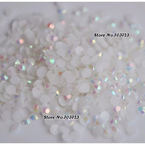 1000 pcs 3mm ss12 AB Milk Jelly Colorful Resin Round Flatback Rhinestones DIY Nail Art Decoration Beads White AB J01