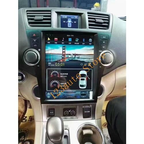 12.1'' Vertical screen Tesla Style Android 9.0 auto Car DVD GPS Navigation Player for Toyota Highlander Kluger 2008-2013 STEREO