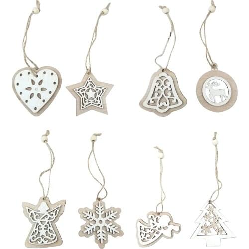 2PCS Wood Ornaments Slices Wood Pieces Embellishments for Xmas Tree Decor