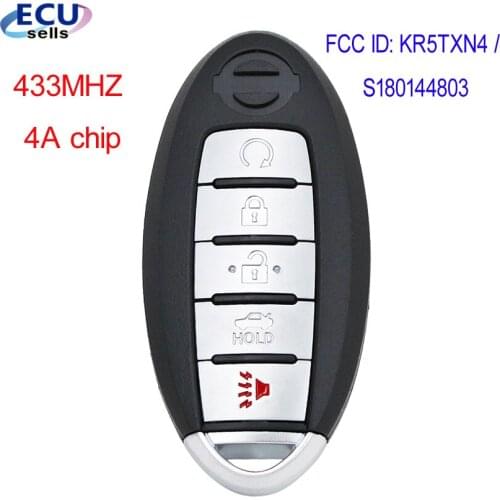 4+1B 433MHz Keyless-Go Smart Key For Nissan 2019-2020 Altima 4A CHIP / FCC ID: KR5TXN4 / S180144803