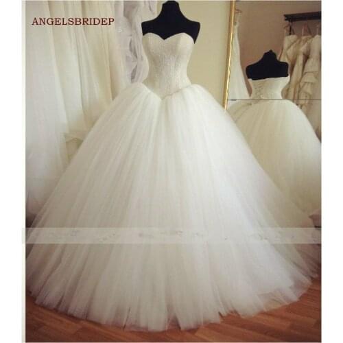 ANGELSBRIDEP Sweetheart Ball Gown Wedding Dresses Robe de mariee Formal Bing Bling Beading Floor-length Bohemian Bride Dresses