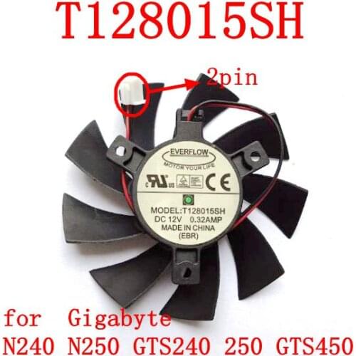 Free Shipping T128015SH 40mmx40mmxmm 2pin for Gigabyte N240 N250 GTS240 250 GTS450 for EVGA GTX650 GTX650TI graphics card fan