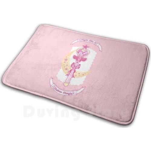 Fight Mat Rug Carpet Anti-Slip Floor Mats Bedroom Fight Anime Moon Jewerl Heart Power Bow Stick Sweet Unverse Sailor Manga