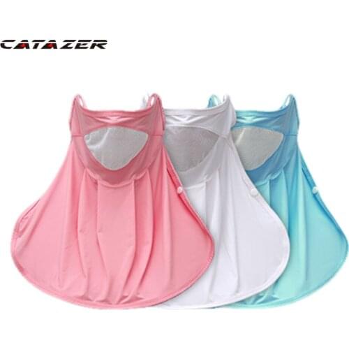 Catazer Women Golf Sunscreen Mask T Shirt Sun Protection Breathable Long Sleeve Bottoming Shirt Anti-UV Golf Sportswear