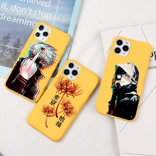 Tokyo Ghoul Kaneki Ken Anime Phone Case Yellow Candy Color for iPhone 6 7 8 11 12 s mini pro X XS XR MAX Plus