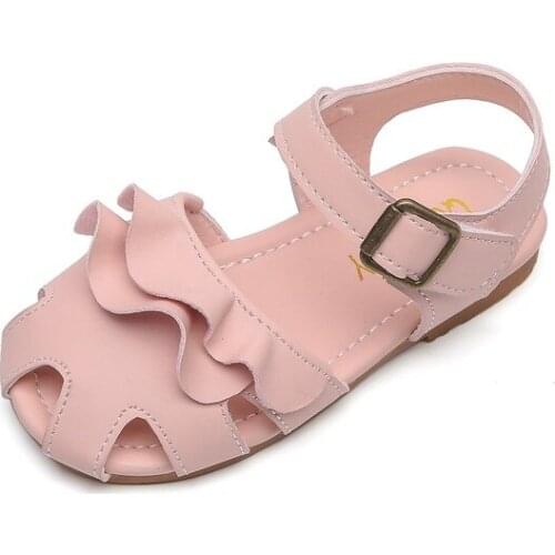 Girls Cандали детские Lace Velcro Sandals 2021 Summer New Childrens Baby Shoes Soft Sole Kids Toddler Style Hot Item