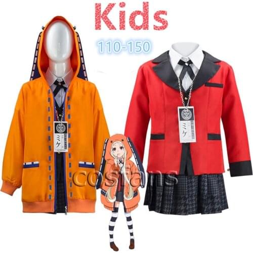 Kids Girls JP Anime Kakegurui Cosplay Costume Halloween Jabami Yumeko Cosplay Costume Igarashi Sayaka COSPLAY school uniform Set