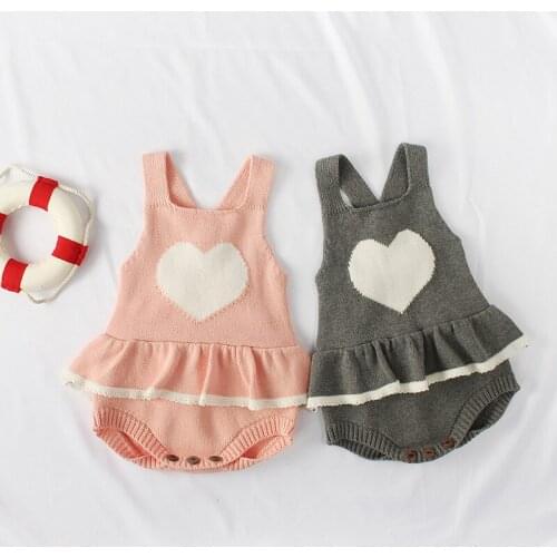 Newborn Baby Rompers Sweet Heart Shape Infant Jumpsuit Winter Autumn Baby Girl Boy Knitted Sweater Princess Ruffles Clothes