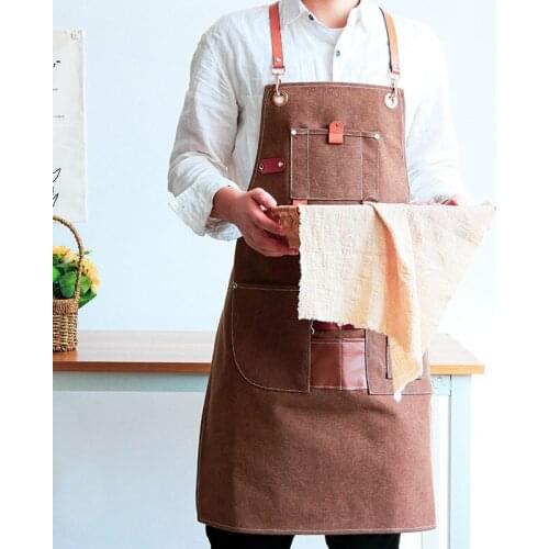 Hair stylist denim apron custom logo printing embroidered word barber shop milk tea shop hot dyeing men and women fashion work c