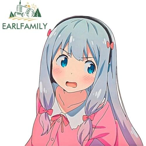 EARLFAMILY 13cm x 11.6cm for Sagiri Izumi Anime Girl Car Sticker Bumper Car Assessoires Creative Sunscreen Decal VAN Decoration