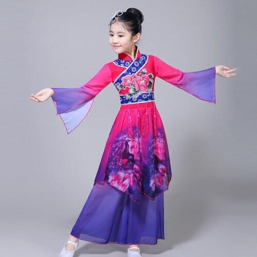 Classical Dance Costumes Girls Elegant Chinese Ethnic Yangko Dance Suit Performance Clothing Chinese Style Fan Dance Clothes