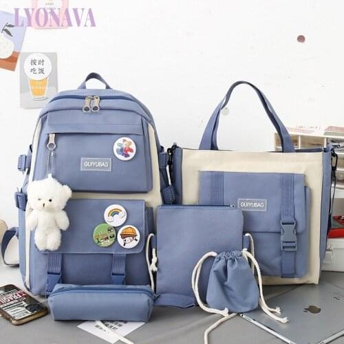 Korean Large Capacity Backpacks Women Kawaii Students Preppy Canvas Bag for Teenager Girl SweetSchoolbag Travel Bags Kawaii