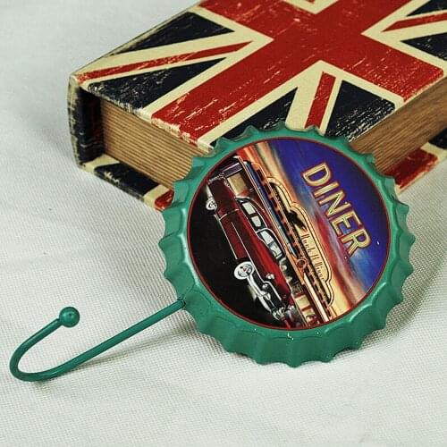 Creative Retro Metal Beer Bottle Caps Sign Wall Hook Bar Pub Clue Decoration