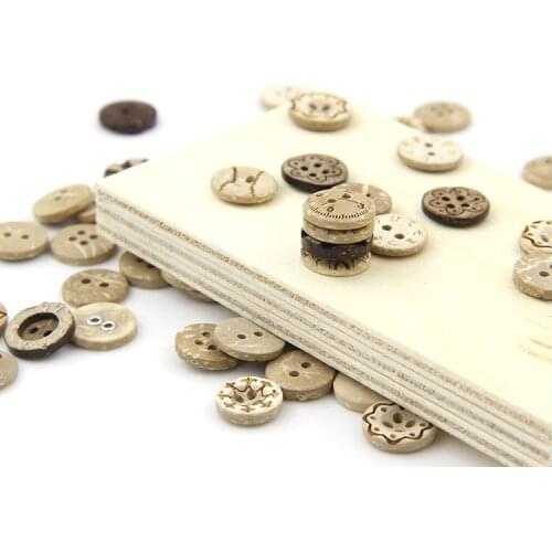 10pcs Coconut round shirt button female button painted shirt small button DIY handmade clothes wooden buckle coconut shell wood
